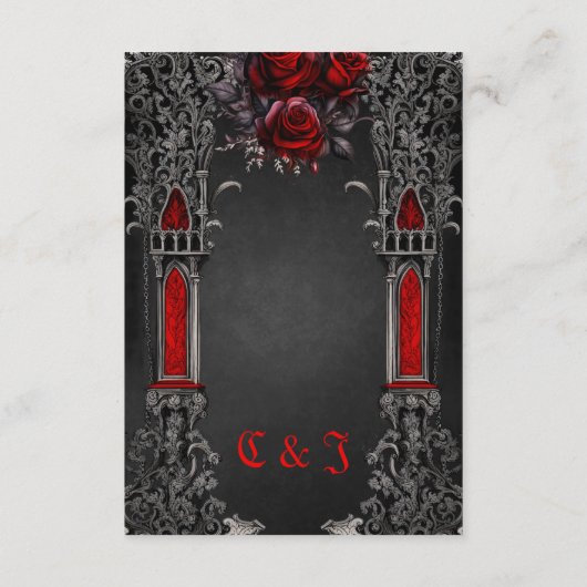 Carte D'accompagnement Magnifique design mariage gothique foncé. (Dos)