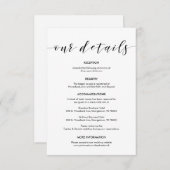 Carte D'accompagnement Magnifique Nos détails Mariages, encre noire (Devant / Derrière)