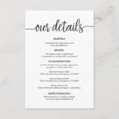 Carte D'accompagnement Magnifique Nos détails Mariages, encre noire rusti (Devant)