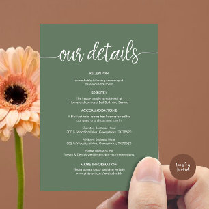 Carte D'accompagnement Magnifique Nos détails Mariages, encre noire rusti