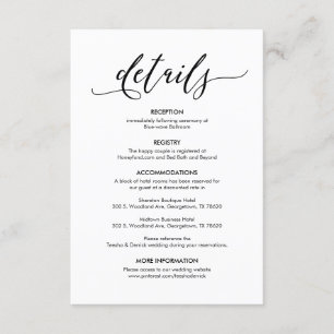 Carte D'accompagnement Magnifique Nos Détails Mariages Moderne Rustique N