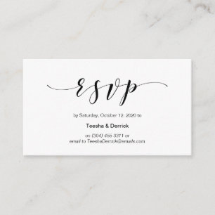 Carte D'accompagnement Magnifique script noir élégant, mariage RSVP