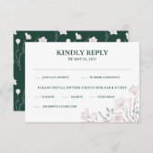 Carte D'accompagnement Magnolia blanche Émeraude vert RSVP  (Devant / Derrière)