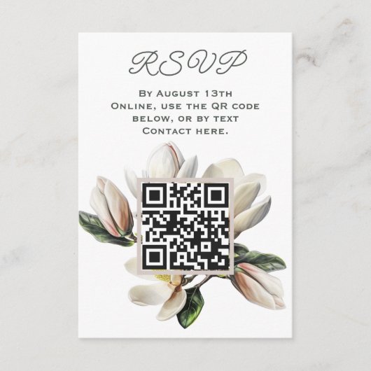 Carte D'accompagnement Magnolia Fleurs code RSVP QR (Devant)