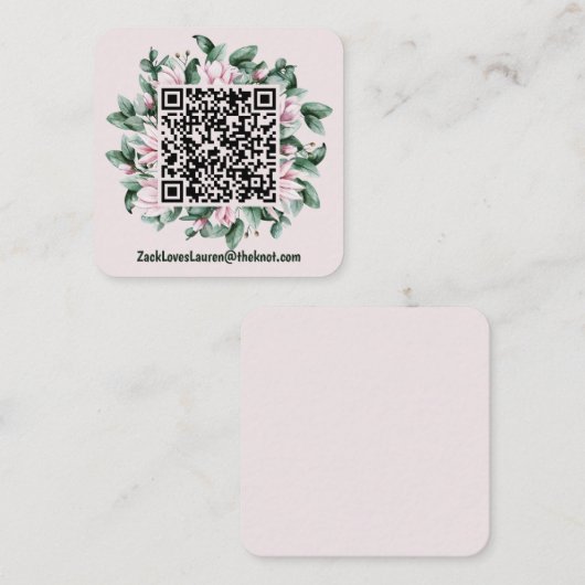 Carte D'accompagnement Magnolia QR Code avec site Mariage (Devant / Derrière)