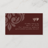 Carte D'accompagnement Mahogany Red Elegant Minimal Damask Mariage RSVP (Devant)