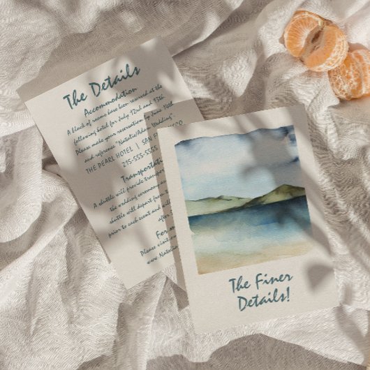 Carte D'accompagnement Main Drawn Beach View Retro Unique Détails du Mari