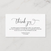 Carte D'accompagnement Main moderne Noir script, Merci Mariage (Devant)