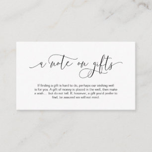 Carte D'accompagnement Main moderne Noir script, Une note cadeaux