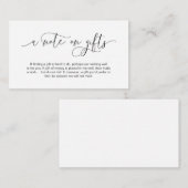 Carte D'accompagnement Main moderne Noir script, Une note cadeaux (Devant / Derrière)