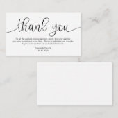 Carte D'accompagnement Main noire moderne Lettrée, Merci Mariage (Devant / Derrière)