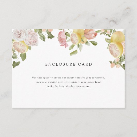 Carte D'accompagnement Main Squeeze | Agrumes | Floral Rose (Devant)