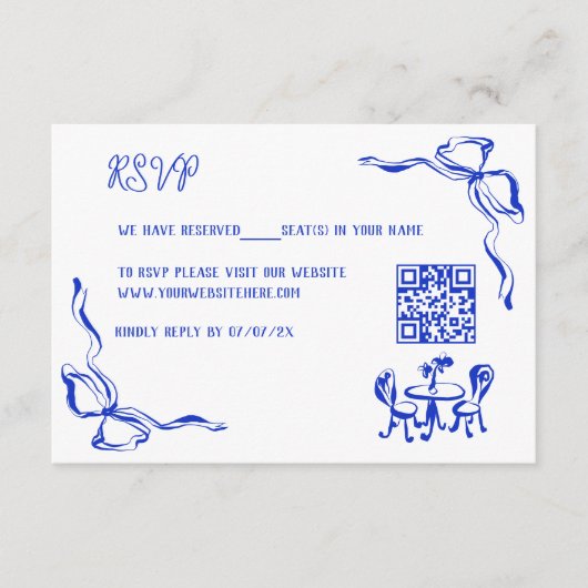 Carte D'accompagnement Main unique tirée Contemporain Français Bow RSVP (Devant)