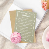 Carte D'accompagnement Main Wavy Frame Drake Script Olive Green