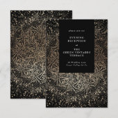 Carte D'accompagnement Main Whimsical Formal tiré Mariage noir et or (Devant / Derrière)