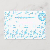 Carte D'accompagnement Main Whimsical tiré Doodle Blue Wedding RSVP (Devant)