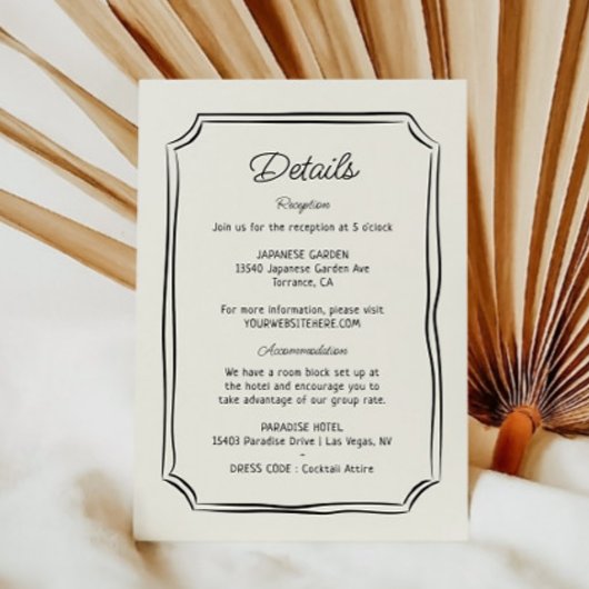 Carte D'accompagnement Main Whimsical Tirée Quirky Information Mariage