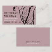 Carte D'accompagnement Maison d'oiseau élégante, Sauvegarder la date (Devant / Derrière)