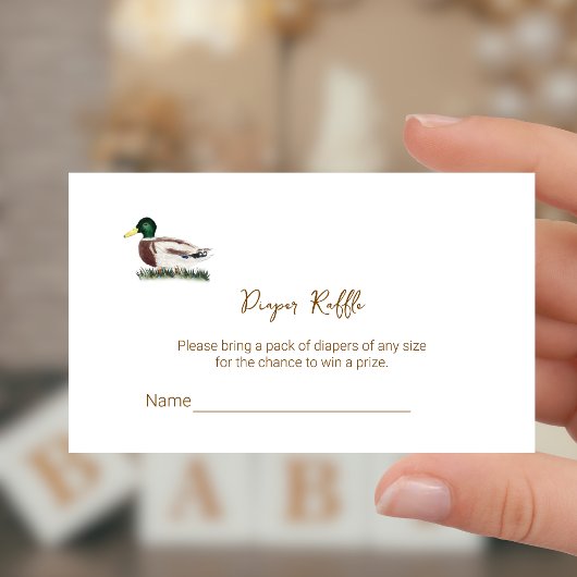 Carte D'accompagnement Mallard Duck Baby Shower Diaper Raffle Ticket