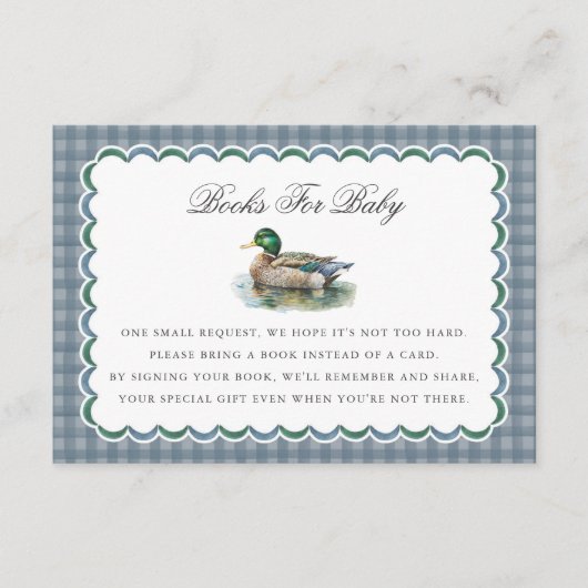 Carte D'accompagnement Mallard Duck Hunter En vichy Livres pour Baby Card (Devant)