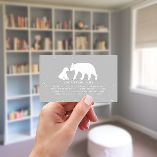 Carte D'accompagnement Mama Et Baby shower Polaire Livre Ours Demande Gri