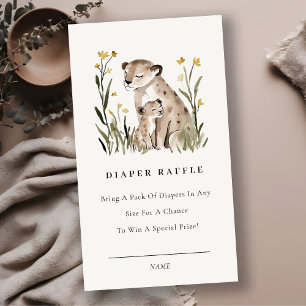 Carte D'accompagnement Maman Bébé Tigre Feuillage Couche Raffle Baby Show