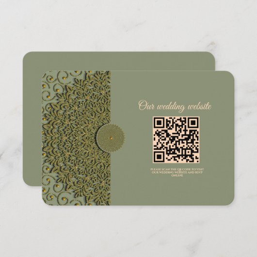 Carte D'accompagnement Mandala classique vert sauge et or élégant moderne (Devant / Derrière)