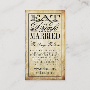 Carte D'accompagnement Mangez, buvez et soyez marié Vintage Wedding Websi