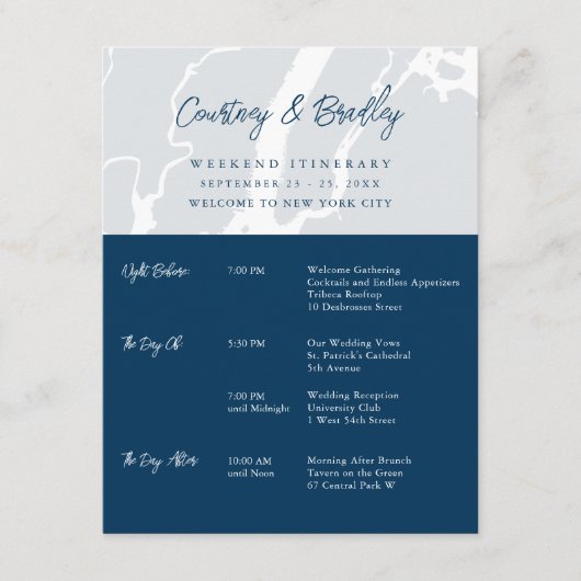 Carte D'accompagnement Manhattan New York City Itinéraire de week-end Chr (Devant)