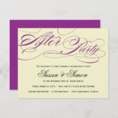 Carte D'accompagnement Manuscrit élégant après pourpre d'invitation de (Devant / Derrière)