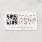 Carte D'accompagnement Marble Rose or QR Code RSVP Mariage site Web (Devant)