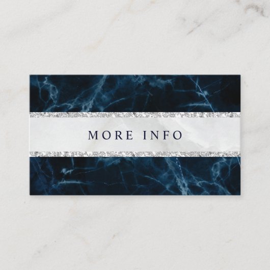 Carte D'accompagnement Marbre blanc bleu marine Mariage Plus d'infos (Devant)