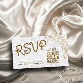 Carte D'accompagnement Marbre blanc Lace QR RSVP Musulman Mariage site We