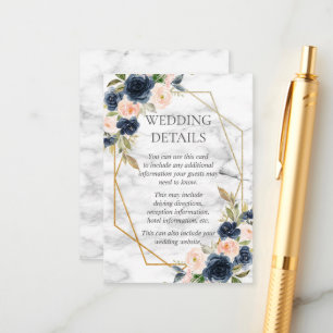 Carte D'accompagnement Marbre bleu bleu marine Marbre géométrique Détails