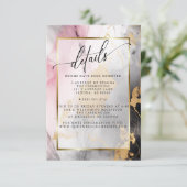 Carte D'accompagnement Marbré Dusty Rose Black Gold Abstrait (Debout devant)