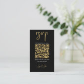 Carte D'accompagnement Marbre noir et or, code QR mariage RSVP (Debout devant)