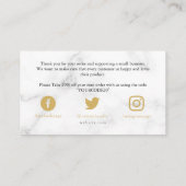 Carte D'accompagnement Marbre or et blanc, client merci (Dos)