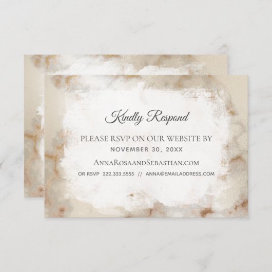 Carte D'accompagnement *~* Marbre QR code Website AR2 Wedding RSVP (Devant / Derrière)