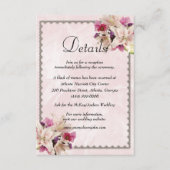 Carte D'accompagnement Marbre rose blanc Lily Détails du Mariage (Devant)