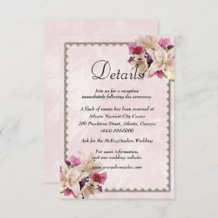 Carte D'accompagnement Marbre rose blanc Lily Détails du Mariage