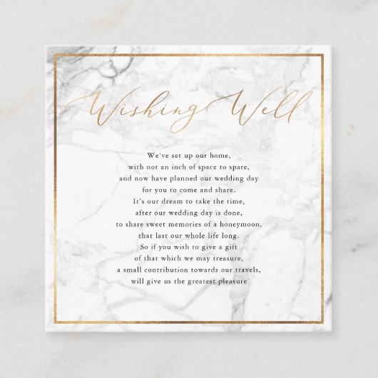 Carte D'accompagnement Marbre Wishing Well, Calligraphie Faux Gold (Devant)