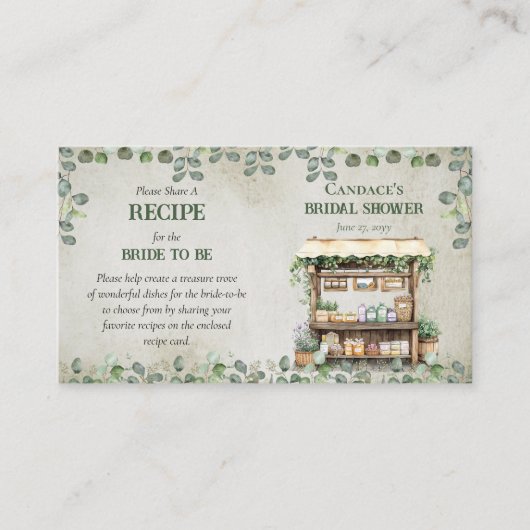 Carte D'accompagnement Marché agricole Stand Call for Recipes Insertion (Devant)