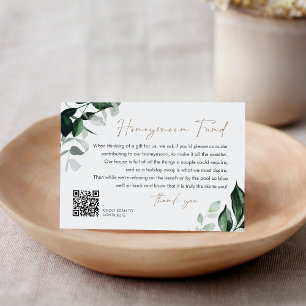 Carte D'accompagnement MAREE Green Mariage Honeymoon Fund QR Code