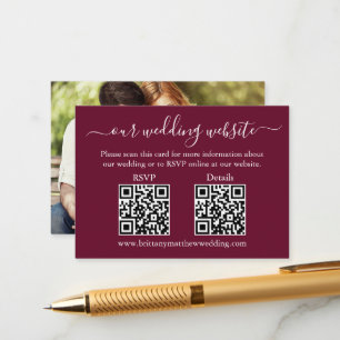 Carte D'accompagnement Mariage 2 QR RSVP Détails Photo Bourgogne
