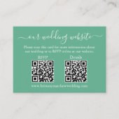 Carte D'accompagnement Mariage 2 QR RSVP Détails Photo Neo Mint Green (Devant)
