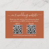 Carte D'accompagnement Mariage 2 QR RSVP Détails Photo Terracotta (Devant)