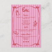 Carte D'accompagnement Mariage à bande rouge rose blanc à main rétro (Devant)