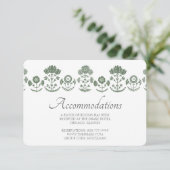 Carte D'accompagnement Mariage à Impression Botanique Verte et Blanche su (Debout devant)
