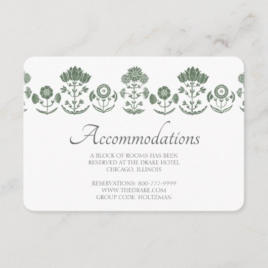 Carte D'accompagnement Mariage à Impression Botanique Verte et Blanche su (Devant)