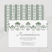 Carte D'accompagnement Mariage à Impression Botanique Verte et Blanche su (Devant / Derrière)